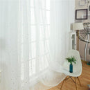Star Print Tulle Curtains Window Drapes Sheer Purdah for Living Room(White)
