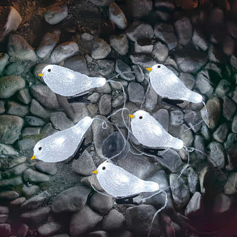 5 LED Acrylic Bird String Lights Waterproof Fairy Lamp Garden Landscape Decor