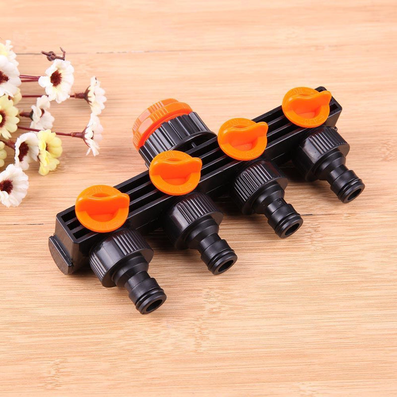 Plastic 4 Valve Way Branch Controller Garden Hose Pipe Splitter Drip