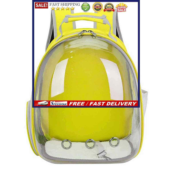 Pet Travel Carrier Transparent Space Capsule Cat Bubble Backpack (Yellow)