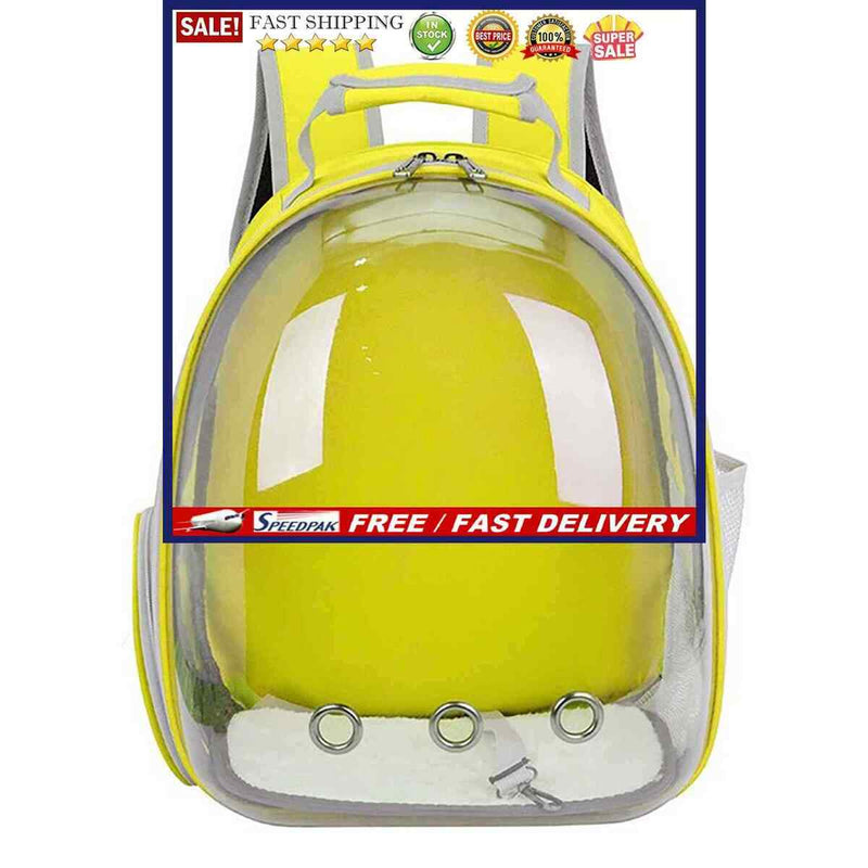 Pet Travel Carrier Transparent Space Capsule Cat Bubble Backpack (Yellow)