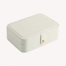 Velvet Jewelry Box Portable Necklace Earrings Organizer with Lock (White)
