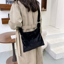 Fashion Plush Cherry Print Shoulder Bag Women Winter Ladies Large Crossbody Bags