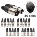 10 Pairs XLR Adapter 3-Pin Male and Female MIC Female Microphone Audio Cable St