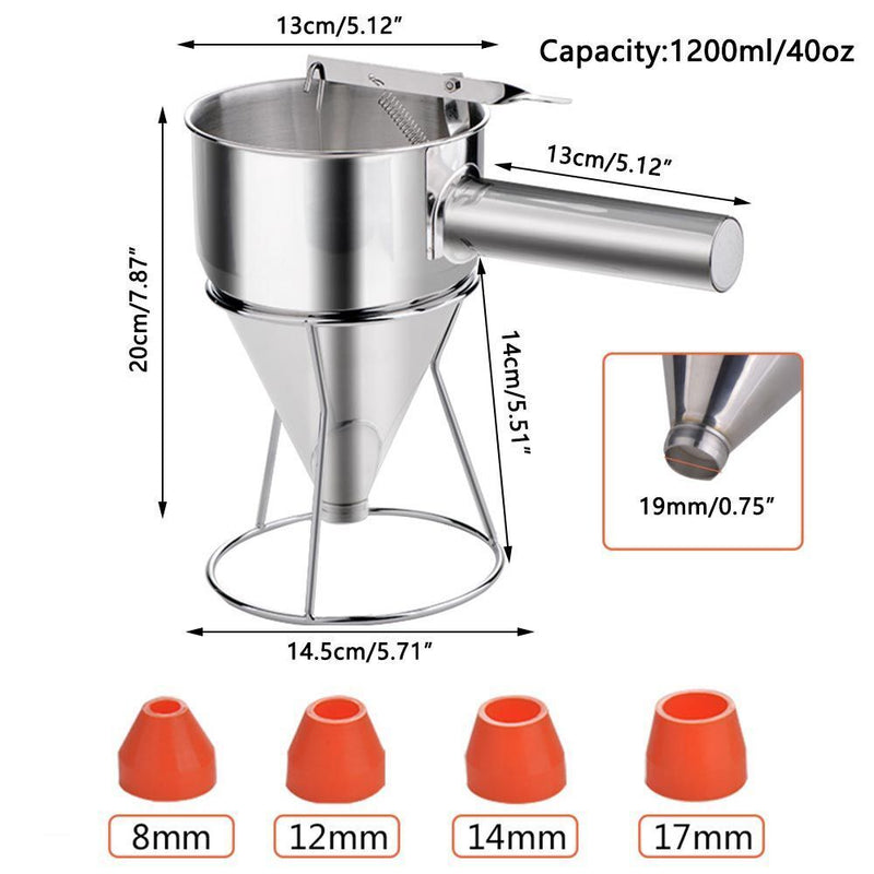 with Stand Pancake Batter Dispenser Multi-caliber Stainless Steel Funnel