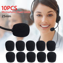 10pcs 25mm Black Microphone Headset Foam Sponge Windscreen Mic Covers Case Caps