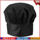Adjustable Elastic Men Women Mushroom Cap Cooking Kitchen Chef Hats (Black)