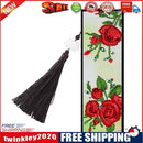 Tassel Red Flowers Leather DIY Special Shaped Diamond Painting Bookmark