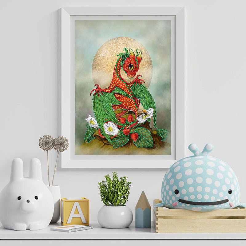 Orange Flying Dinosaur Diamond Painting 5D DIY Special Shape Partial Drill (KA465