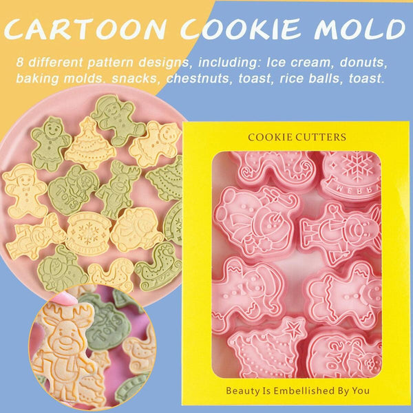 8Pcs Christmas Cookie Cutters Biscuit Mold DIY Cake Baking Tool Xmas Decoration: