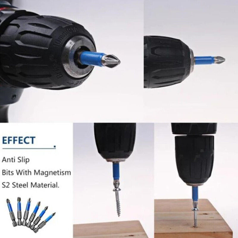 7pcs Electric Cross Non Slip Drill Bits Screwdriver with Strong Magnet