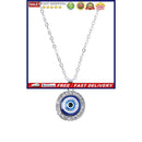 Evil Eye Pendant Necklace Chain - Unisex Turkish Third Blue Eyes Amulet Nec