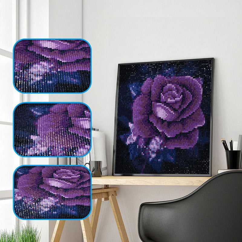 5D DIY Full Drill Square Diamond Painting Purple Rose Cross Stitch Mosaic