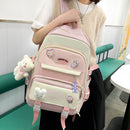 5pcs Canvas Backpacks Combo Set School Book Pack Pencil Bag Travel Work Bagpacks
