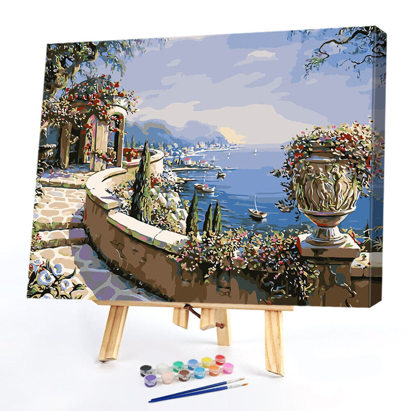 Hand Painted DIY Seaside Corridor Painting By Numbers Kit Canvas Oil Art Picture