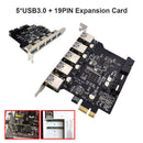 PCI-E Expansion Card for Desktop PC 5 Ports USB 3.0 HUB Adapter Extender Newly