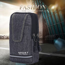 Men Oxford Cloth Belt Bags Zipper Reflective Striped Fanny Pack (Dark Grey)