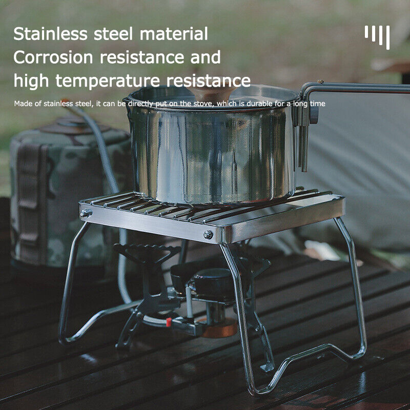 Folding Backpacking Camping Stove Oven BBQ Grill Rack Stand Barbecue Accessories