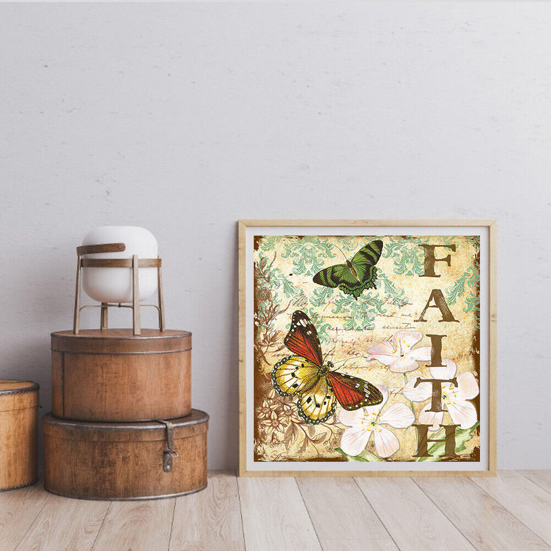 Frameless Oil Paint By Numbers DIY Butterfly Picture Craft Kits for Bedroom
