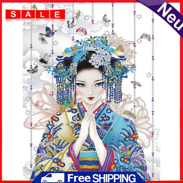 5D Diamond Painting Geisha Girl Partial Special Shape Drill DIY Mosaic Picture