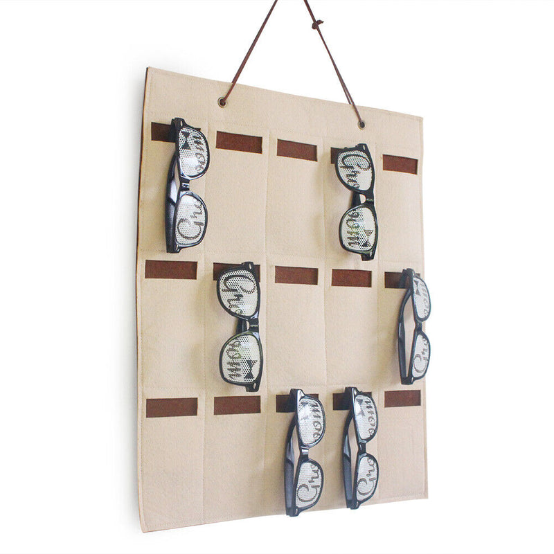 Eyeglasses Wall Door Hanging Pocket Glasses Storage Bag (Khaki) Newly