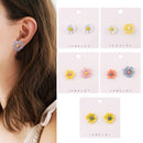 Pairs Small Asymmetrical Cute Women Jewelry Stud Earrings Daisy Flower Earrings
