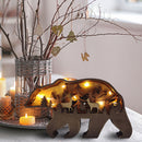 Wooden Ornaments Hollow Multi-Layer Animal Scene Display with Light (Bear) Newly