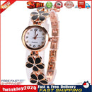 Girls Chic Fashion Flower Rose Golden Bracelet Wrist Watch Black Newly