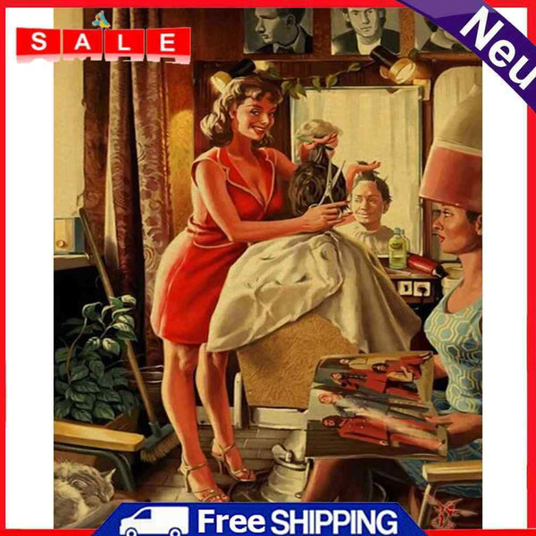 Barber Shop Oil Paint By Number Hand Painted Wall Art Craft Home Decoration Gift
