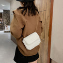 Fashion Shoulder Messenger Bag Solid Color Plush Purse Autumn Ladies Party Totes