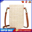 #A Straw Shoulder Bag Women Girl Woven Summer Travel Small Phone Pouch Coin Purs