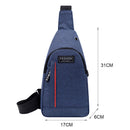 Retro Men Patchwork Travel Crossbody Chest Bag Casual Large Handbag (Blue)