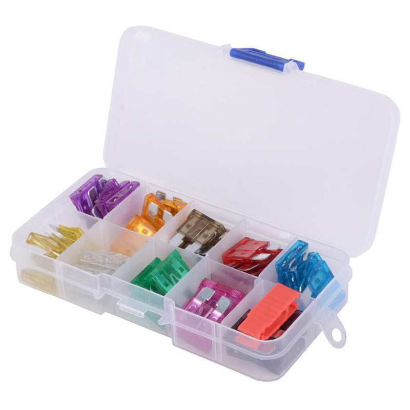 50pcs Assorted Medium Size Car Fuses Automotive Blade Fuse with Plastic Box+Clip