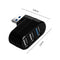 Mini Rotatable 3 Port USB Hub U Disk Reader Splitter for PC (USB 3.0 Black)