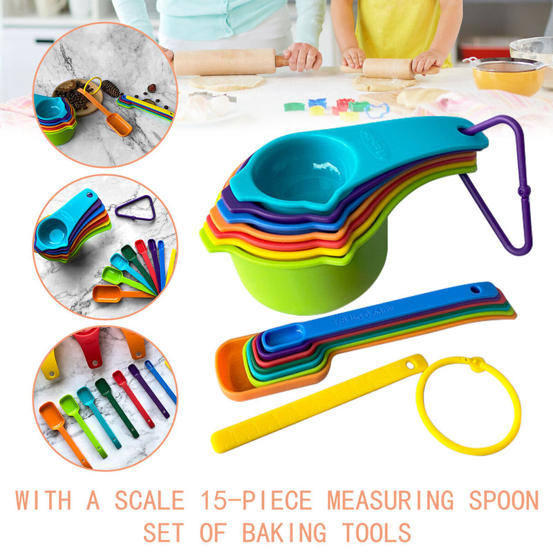 Plastic Measuring Cups and Spoons Set Baking Utensils Cooking Measuring Tools