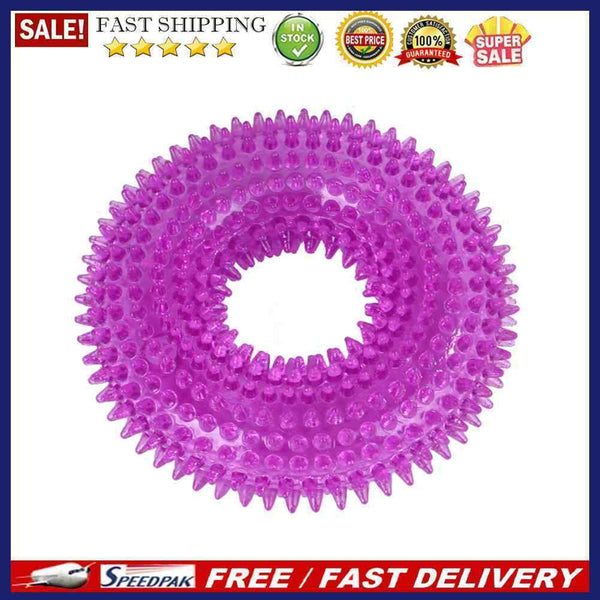 Pet Dog Chew Bite Toys Circle Ring Squeeze Tooth Cleaning Sound Funny Puppy T