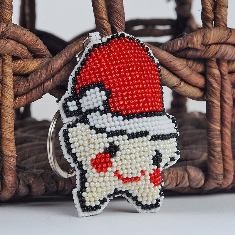 DIY Handmade Full Beads Embroidery Five-Pointed Star Cross Stitch Keychain Craft