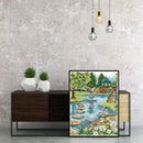 2 Beaches DIY Full Embroidery Waterfront Garden Printed Cross Stitch Kit Craft