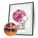 5D DIY Diamond Painting Bouquet Bear Full Round Drill Mosaic Picture Kit