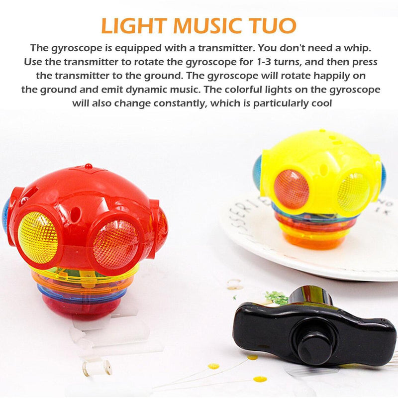 LED Light Up Flashing UFO Spinning Top Funny Music Gyro Christmas Gift Kid x 1#