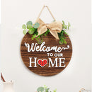 Front Door Sign Interchangeable Round Wood Seasonal Welcome Door Sign Wooden