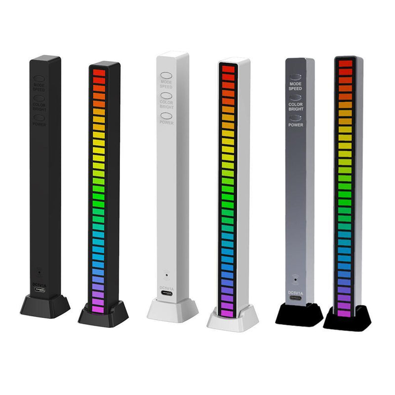 USB 5V Sound Control Colorful Light RGB 32 LED Pickup Lamp Bar (Black)