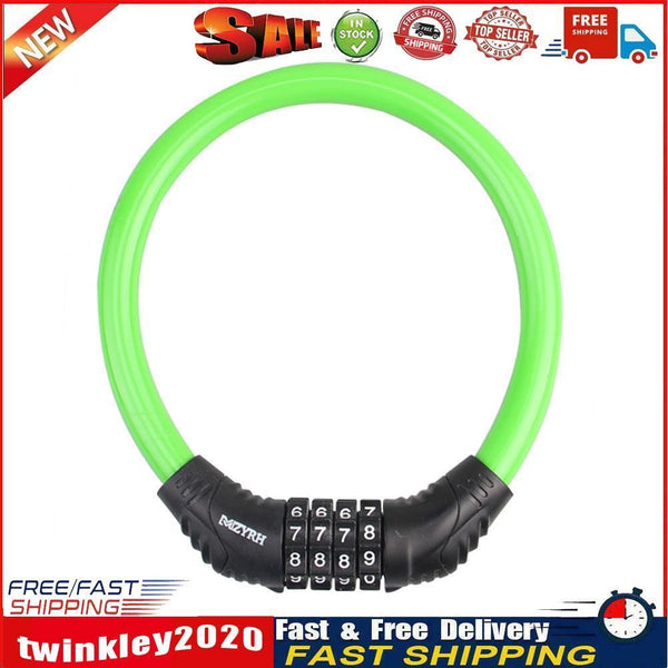 4 Digit Combination Bicycle Security Lock Anti Theft Cable Lock (Green) Newly