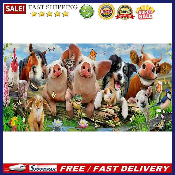 Animal Family Oil Paint By Numbers Kits Canvas DIY Picture Hand Painted Drawi