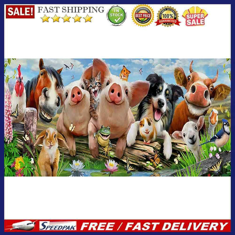 Animal Family Oil Paint By Numbers Kits Canvas DIY Picture Hand Painted Drawi