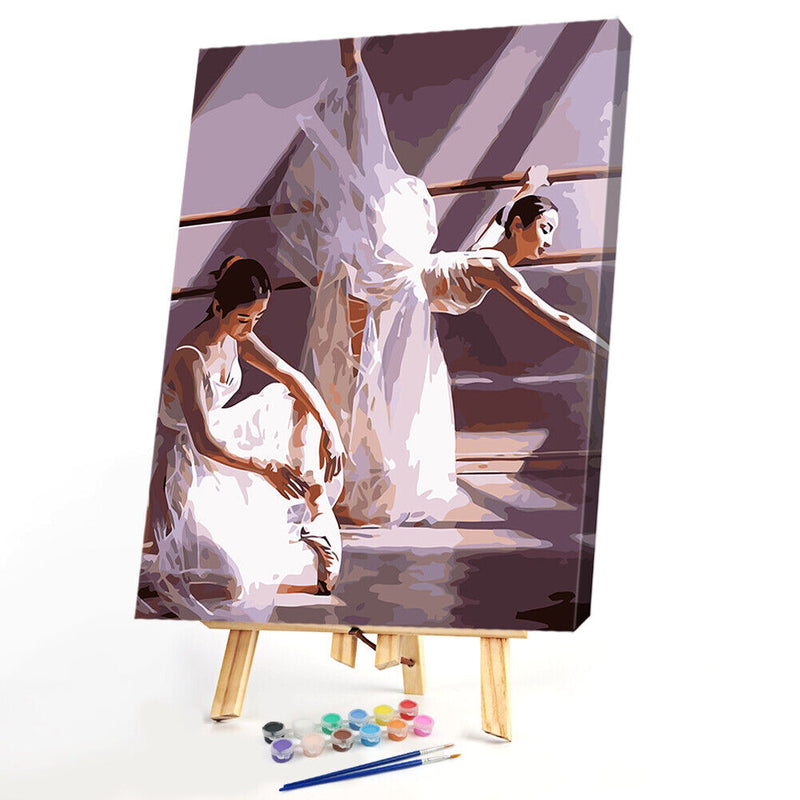 Hand Painted DIY Painting By Numbers Kits Ballet Dancer Canvas Mural Wall Arts