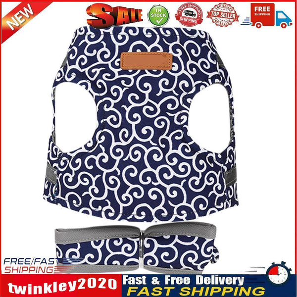 Japanese Style Pet Dog Harness Vest Outdoor Walking Leash Set (Blue S) Newly