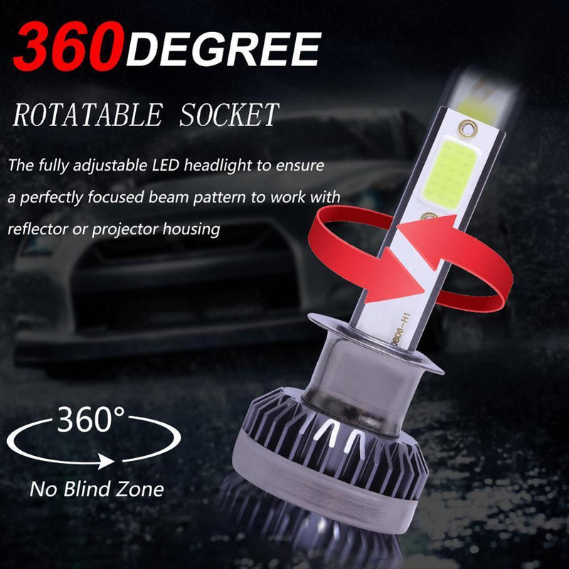 1 Pair Mini COB LED Car Headlight Bulbs 72W 12000LM 8000K Auto Headlamp Bulbs