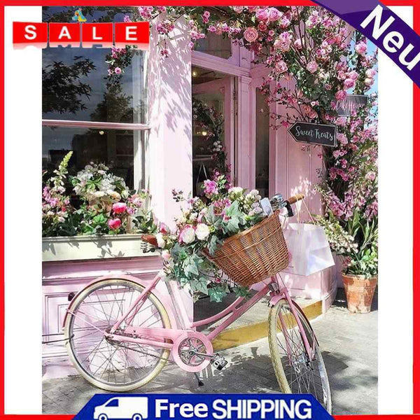 Window Bicycle Canvas Painted Oil Paint By Numbers Wall Art Modern Bedroom Decor