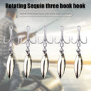 Rotating Sequin Hooks Lure Metal Barbed Fishing 3-Hook Freshwater Fishing Hoo